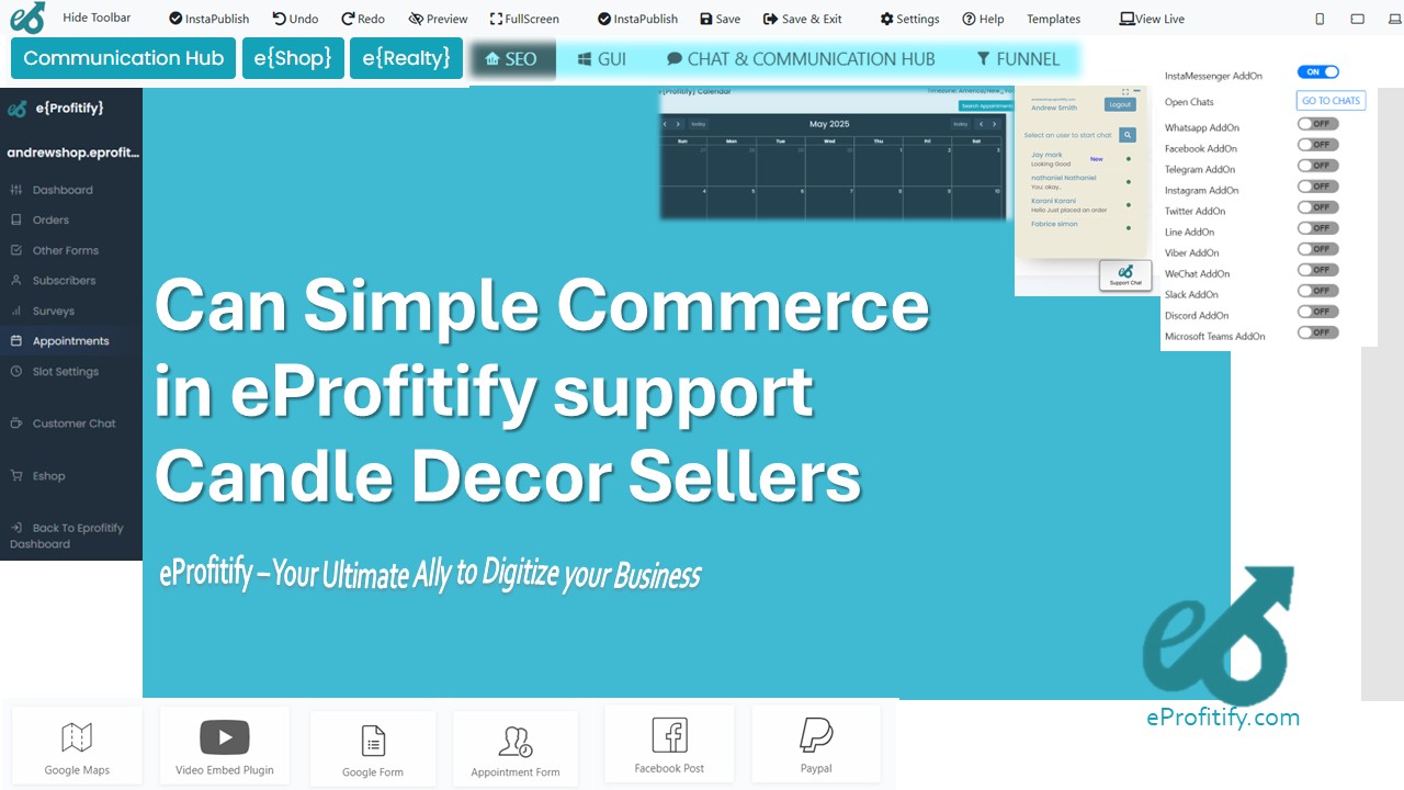Can Simple Commerce in eProfitify support Candle Decor Sellers